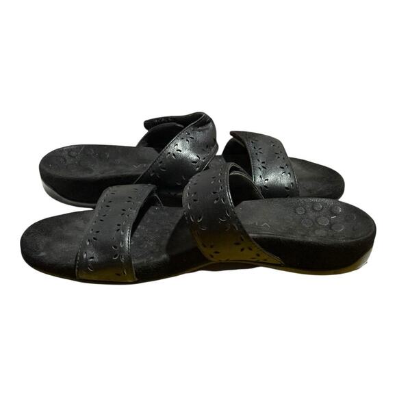 Vionic Belize Black Leather Orthotic Slide Sandals Women's Size 8 Adjustable - Picture 6 of 8